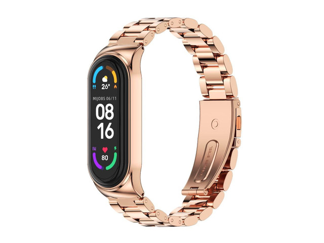 Strap Compatible with Xiaomi Mi Band 5 / Mi Band 4 / Mi Band 3 Straps, Stainless Steel Watch Band Metal Replacement Bracelet Wristband Correa for...