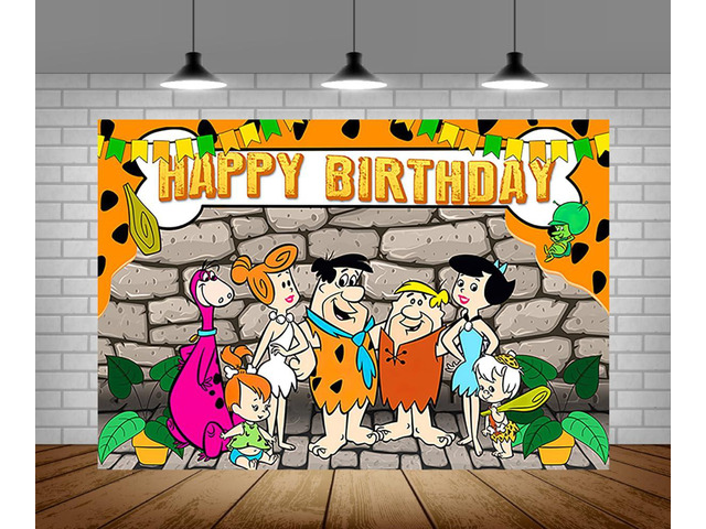 Flintstones Pebbles Backdrop for Birthday Party Supplies 5x3ft Dino and Pebblies Theme Baby Shower Banner for Party Decorations