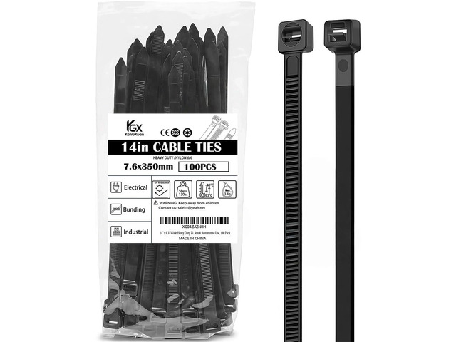 14' x 0.3' Wide Heavy Duty Zip Ties, 130 Lbs Tensile Strength Black Self-Locking Nylon Cable Ties for Wire Management, Fence, Construction &...