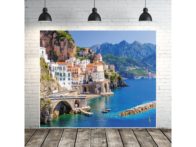 Italy Amalfi Coast Backdrop 10x8ft Fabric Italian Medieval Village Colorful Building Natural Scenery Backdrops Italian Themed Birthday Party...