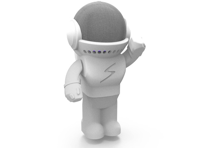Table Stand Holder Compatible with Amazon Alexa Smart Speaker Echo Dot (4th and 5th gen.) and Apple HomePod Mini, Astro Hero Robot Style (White)
