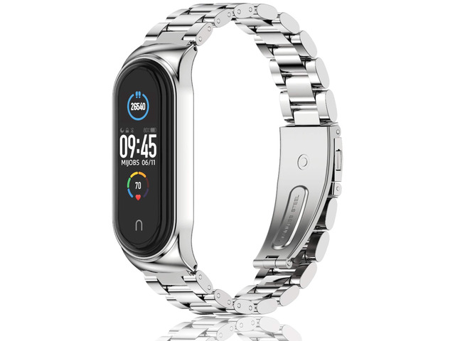 Strap for Xiaomi Mi Band 6 Mi Band 5, Metal Strap Compatible with Mi Band 4 Mi Band 3 Replacement Wristband Stainless Steel Watch Band for Men Women