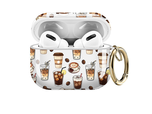 Compatible with AirPods Pro 3 Generation 2025 Case, Shockproof Cover with Golden Buckle for Women & Girls, Protective Anti-Drop Design(Coffee Cup)