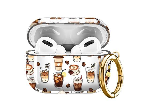 Compatible with AirPods Pro 2nd / 1st Generation Case, Shockproof Cover with Golden Buckle for Women & Girls, Protective Anti-Drop Design(Coffee Cup)