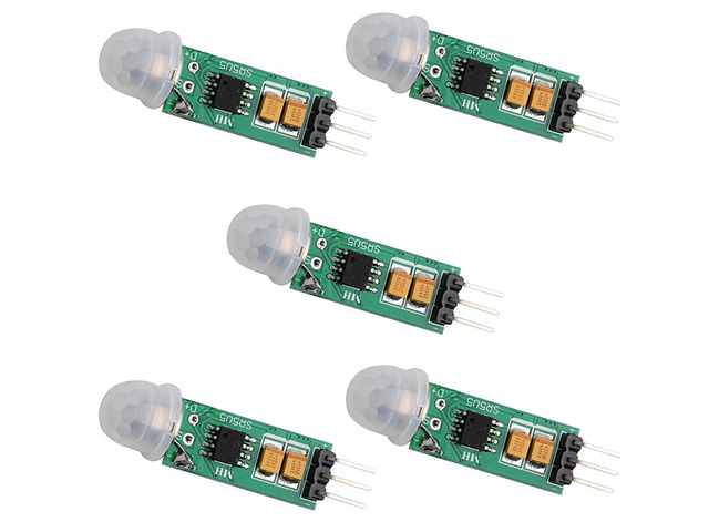 HC-SR505 Mini Infrared PIR Motion Sensor, Micro IR Pyroelectric Human Movement Detector Sensors Module (Pack of 5)