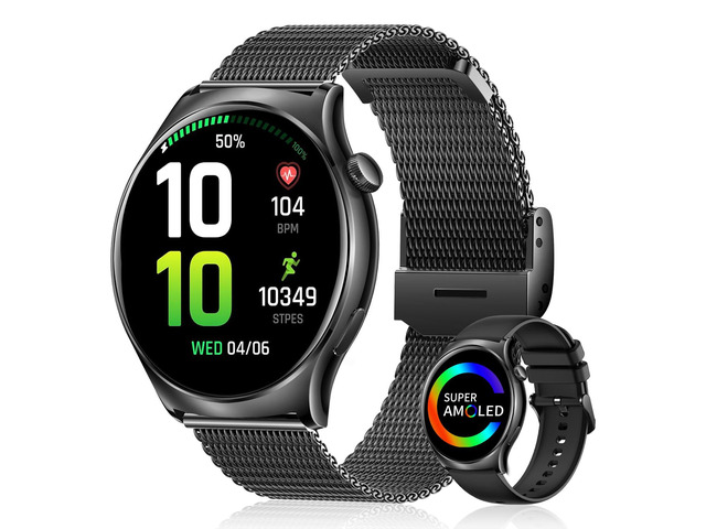 Smart Watch for Men Women, 1.43' HD AMOLED Fitness Tracker Smartwatch Compatible Android & iPhone Phones with Bluetooth Call/Heart Rate Sleep...