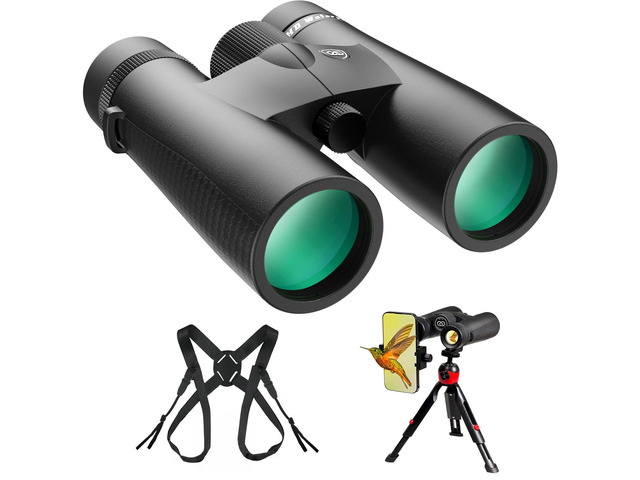 15X45 HD Binoculars for Adults High Powered with Binocular Harness Strap, Phone Adapter and Tripod, IPX7 Waterproof Binoculars for Hunting Wildlife...