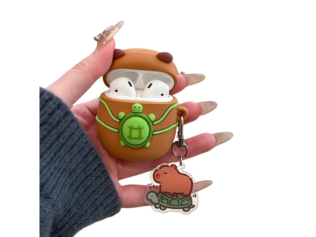 Case Compatible with Airpods Pro, Cute Kawaii Turtle Capybara Design Portable Cartoon Earbuds Accessories Soft Silicone Wireless Earphone...