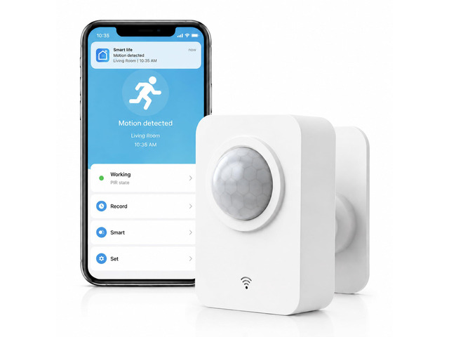 WiFi Motion Sensor for Home Security, Smart PIR Motion Detector with Free App Alerts, Smart Life Remote Monitoring, 2.4GHz Wireless Sensor, No Hub...