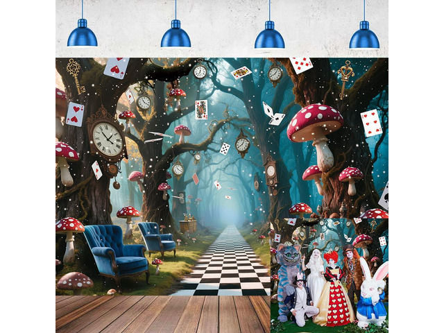 Halloween Enchanted Forest Backdrop Wonderland Tea Party Checkerboard Mushroom Photography Background Kids Birthday Baby Shower Halloween Family...