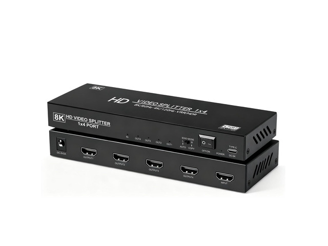 8K HDMI Splitter 1 in 4 Out,4k@120Hz 1X4 hdmi 2.1 Splitter Support 8k@60Hz,4:4:4,48 Gbps,EDID,Auto Down Scaler,8K & 4K or 1080P Sync HDCP 2.3, VRR,...