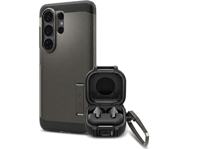 Galaxy S26 Ultra Tough Armor Gunmetal and Galaxy Buds 4/4Pro Lock Fit
