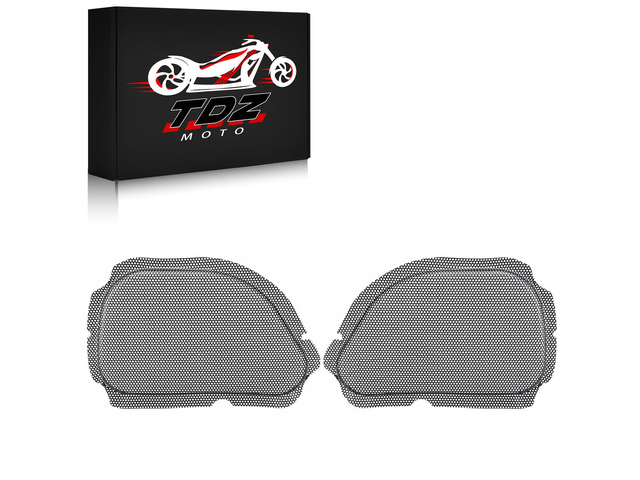 TDZ 1998-2013 Black 5 * 7' Metal Fairing Mesh Front Speaker Grills Cover Trim Replacement For Harley Road Glide FLTRReplace #77021-98B, 77022-98B
