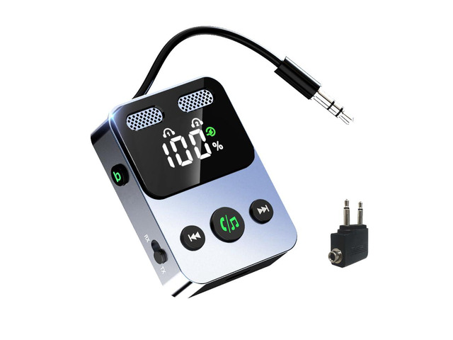 Bluetooth Transmitter Receiver, 2-in-1 Bluetooth 5.3 Adapter for TV, Airplane, Gym Equipment, Cars, PC, Supports to 2 Wireless Headphones, Cell...
