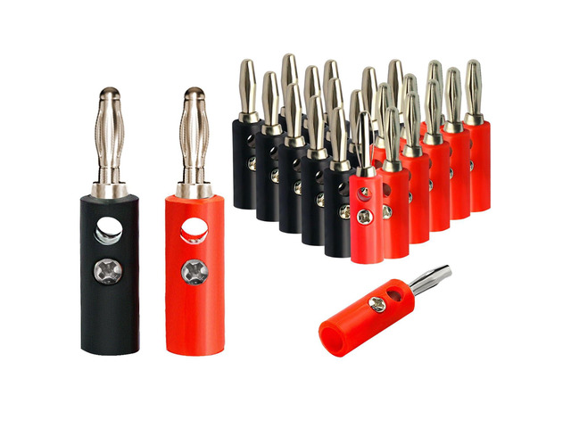 10Sets 4mm Audio Banana Speaker Wire Connectors 10Red 10Black 10 sets (10 red + 10 black) 4mm audio banana plugs, secure reliable connection for...