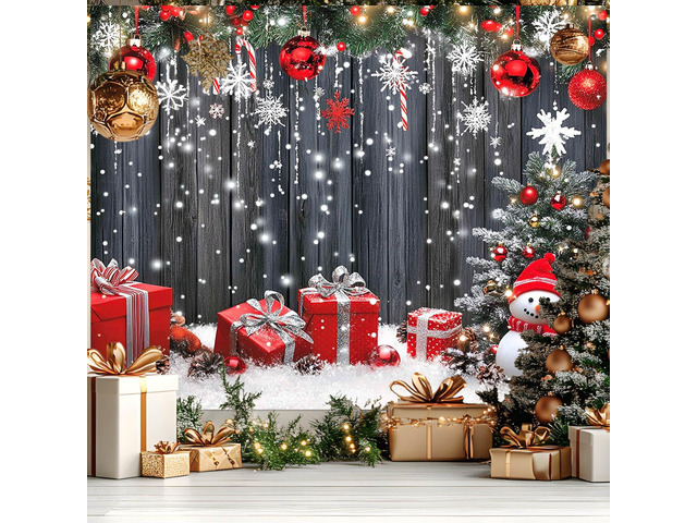 Snowman Christmas Backdrop Snowflake Decorations 8 x 6 FT Christmas Backdrop Holiday Party Banner Snowman Decor Snowflake Display for Wall Photo...