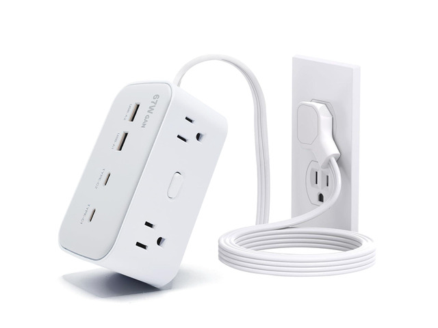 67W Fast Charging Port Power Socket, 5.8 Feet Flat Extension Cord with 8 Outlets and 4 USB (2 USB-C) Fast Charging Ports, Essential for Office,...