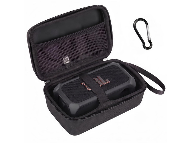 Travel Case for JBL Bandbox Solo Portable Bluetooth Speaker, Hard EVA Protective Box with Wrist Strap & Carabiner (Only Case) (Black)