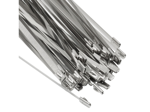 Metal Zip Ties, 24 Inch, 100 Pcs, 304 Stainless Steel Self-Locking Cable Ties, 270lbs Tensile Strength, Heavy Duty, For Vehicles, Farms, Gardens,...