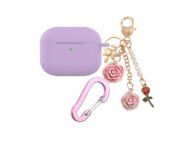 for Airpods Pro 3 Case with Cute Keychain,Silicone Shockproof Protective Cover Charms Flowers for Apple Airpod Pro 3rd Generation Case Charging...