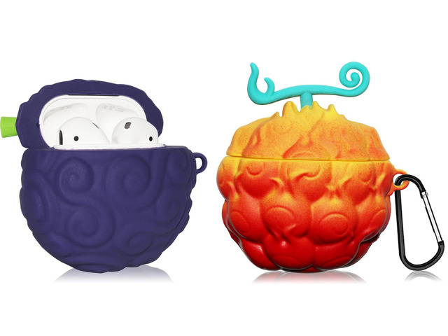 [2Pack] Fruit Cover for AirPods Case Cute,3D Cartoon Silicone Protective Accessories Set Kit for Devil Fruit AirPo 1st /2nd Generation Case for Boy...