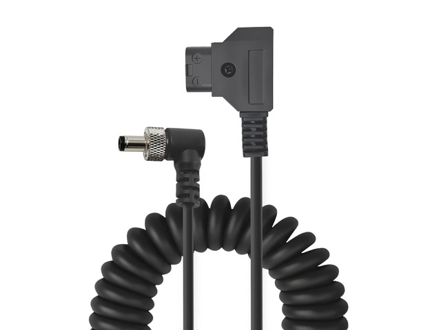 D Tap to Locking DC 5.5 2.1mm Right Angle Monitor Coiled Power Cable Suitable for Atomos Ninja V, Shogun, PIX-E5/E7, SmallHD 702 Touch, Hollyland...