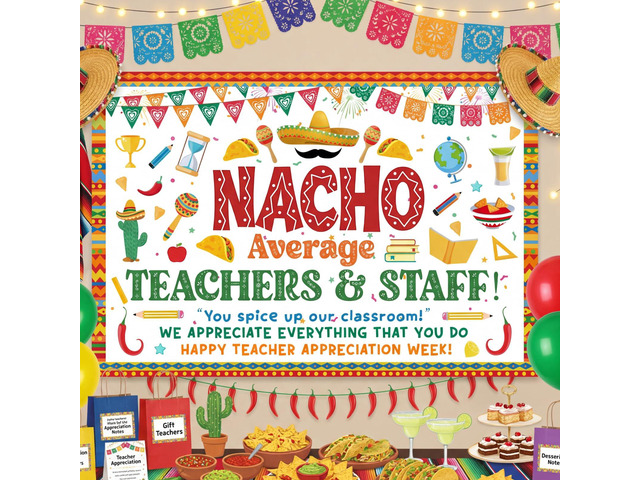 Teacher Appreciation Decorations Backdrop Nacho Average Banner Teacher 3 x 5 ft Cinco De Mayo Thank You Teachers Decor for School Classroom Staff...