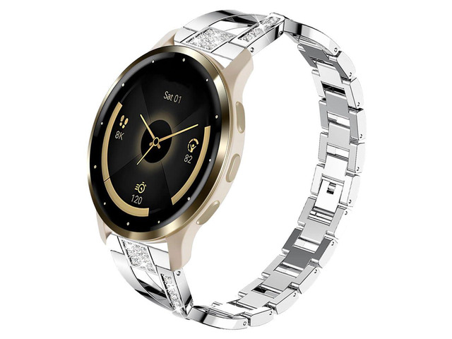 Compatible for Garmin Venu 4 41mm/Venu 3S/Venu 2S/Vivoactive 4S/Vivomove 3S Band, Women 18mm Quick Release Metal Bling Jewelry Rhinestone Strap...