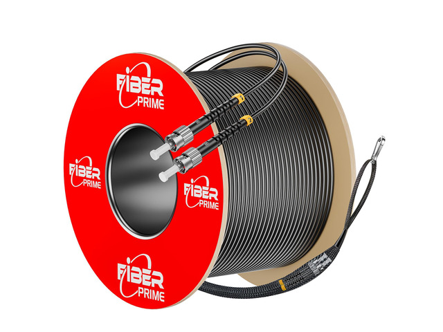 Outdoor OS2 ST to ST Single Mode Fiber Patch Cable, 200FT/61M OD-5mm,Industrial TPU, Armored,Duplex Singlemode,9/125um,Direct Burial Optical...