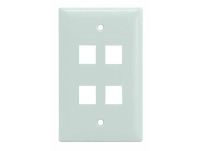 Legrand - OnQ 4 Port Keystone Single Gang Wall Plate, 1 Gang Keystone Wall Plate Supports 4 Keystone Insert, Screw-In Plastic, White, 10 Count,...