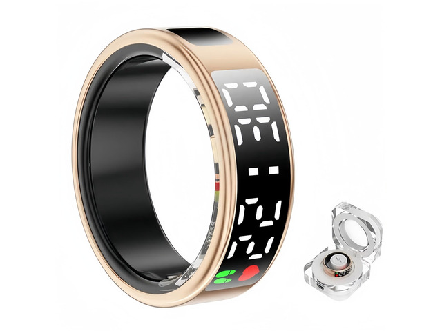 Smart Ring Health Fitness Tracker, Touch Screen Smart Ring for Men and Women, Sleeping Steps Heart Rate Blood Oxygen Monitor, Remote Photography...