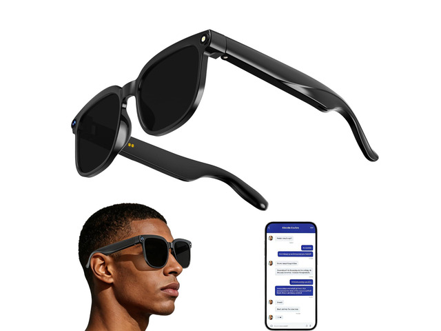 Smart Glasses with Camera, 8MP HD Anti-Shake Camera Glasses, 1080P Video Recording Dual Mic Sunglasses, Real Time Translation, Built-in ChatGPT...