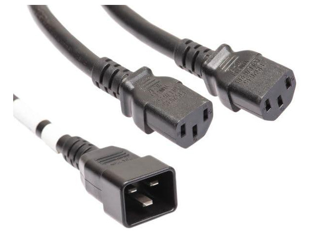IEC C20 to 2X C13 Splitter Power Cord - 200~250V 12AWG 20A to Dual 14AWG 15A Heavy Duty Y Cable for Bitmain Antminer S19, L7, D7, KS3, KA3 U/L...