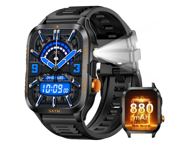 Military Smart Watches for Men (Answer/Make Call) 1.96' HD Big Screen Rugged Tactical Smartwatch with LED Flashlight/880mAh/3ATM...