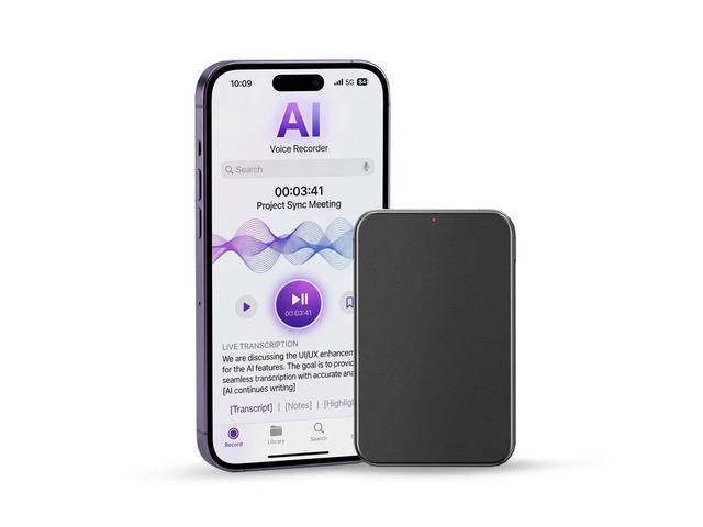 Note AI Voice Recorder Transcribe & Summarize for Classroom Records 1200 AI Minutes/Month, No Subscription, 40H Recording, Dual ECM Mics, Notion...