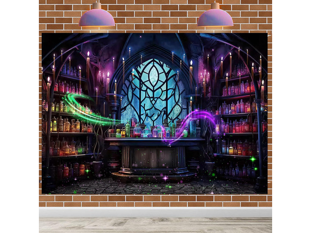 Halloween Mad Scientist Lab Backdrop 10x8FT Spooky Chemistry Laboratory Magic Witch Background Halloween Party Decorations Supplies Photo Props