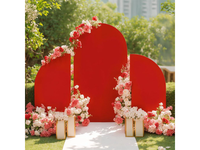 Arch Backdrop Stand Set of 3, Wedding Arch Cover, Double Sided Round Top and Half Moon Top Stretchy Backdrop for Birthday Parties Baby Shower...