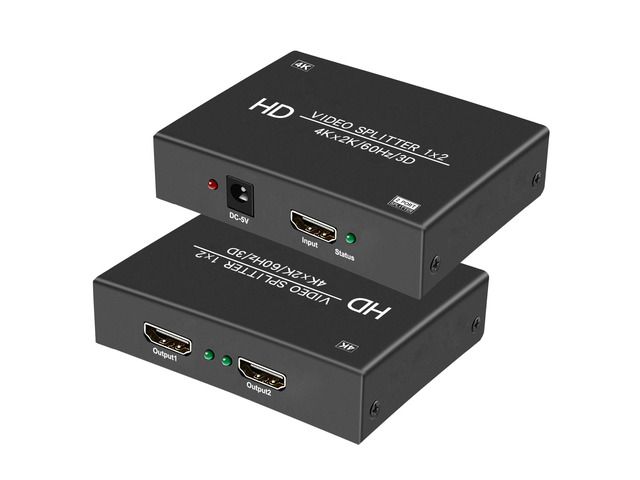 4K@60Hz 1x2 HDMI Splitter 1 in 2 Out RGB 4:4:4, 18 Gbps, 2 Port Powered HDMI 2.0 Splitters for Dual Monitors, Support Duplication/Mirror/Copy...
