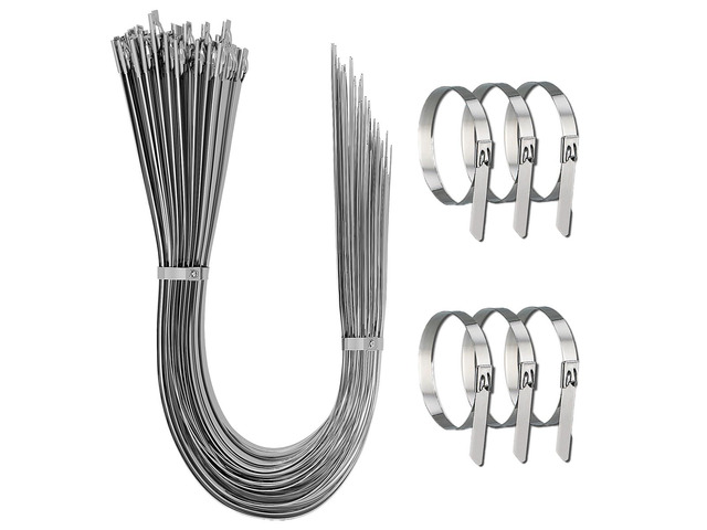 304 Stainless Steel Metal Zip Ties Heavy Duty, Large Cable Ties 60 inch, 10PCS, Silver Max Supporting Weight 337lbs For Exhaust Wrap, Chain Link,...