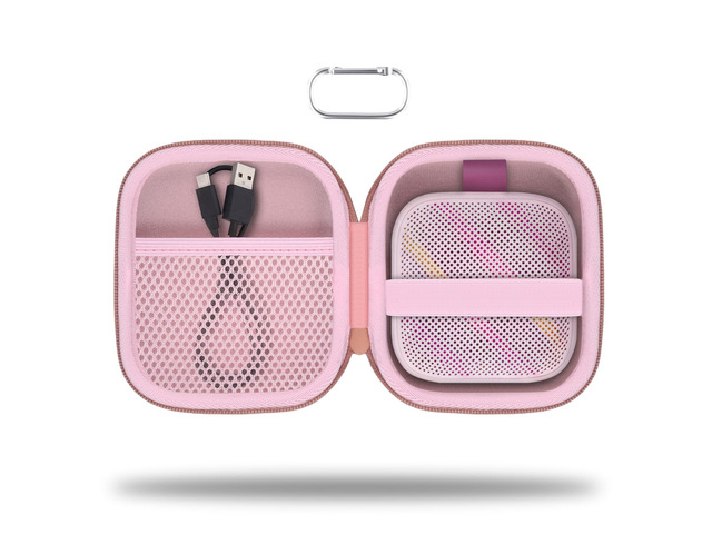 for Anker Soundcore Boom Go 3i Bluetooth Speaker Hard Travel Case, Pink Travel Protective Storage Bag with Mesh Pocket & Hand Strap, Shockproof...