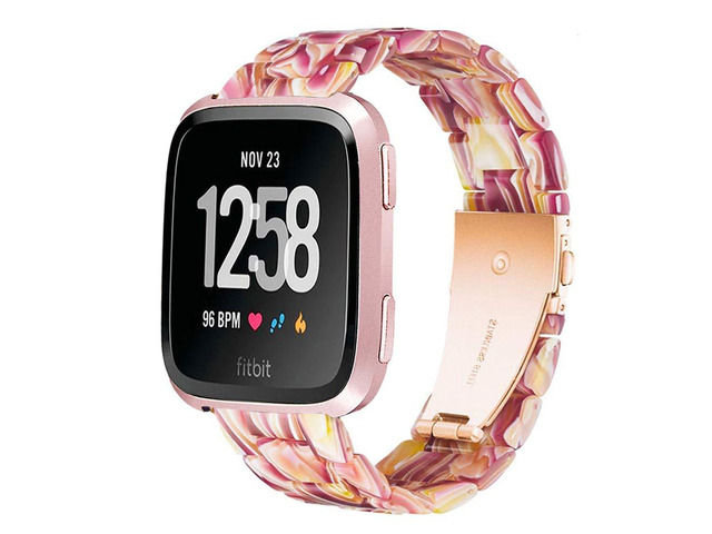Band Replacement for Fitbit Versa/Versa 2 Smart Watch/Special/Lite Edition, Fashion Resin Wristbands Women Men Replacement Bracelet Metal Stainless...
