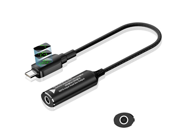 Laptop Power Adapter DC to USB Type-C Converter with Digital Display, Auto Recognition PD 140W, 5V/9V/20V Conversion Cable (DELL/HP 4.5 * 0.6mm...