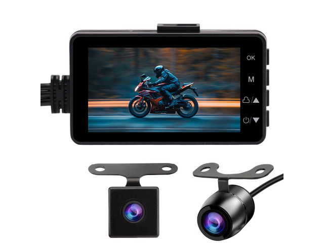 Motorcycle Recorder Camera,3 inch LCD 720P with 480P Dual-Track Front Rear Dual Action Camera Video for Recording Motorcycle View