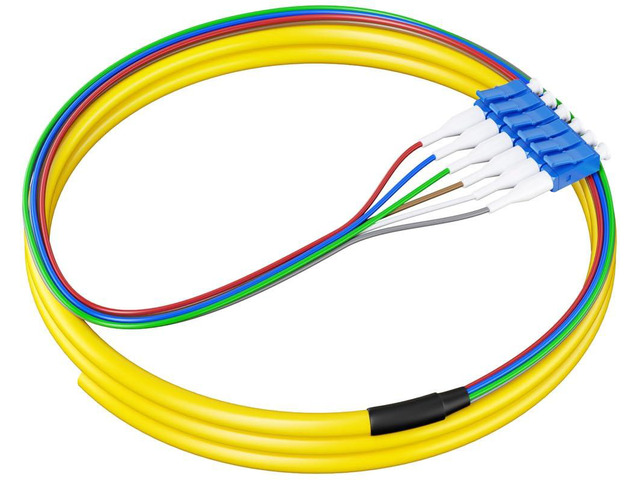 6 Strand OS2 LC/UPC Fiber Pigtail Single Mode, 5ft/1.5m SMF Fiber Optic Pigtails for Networks Communication System, 9/125um
