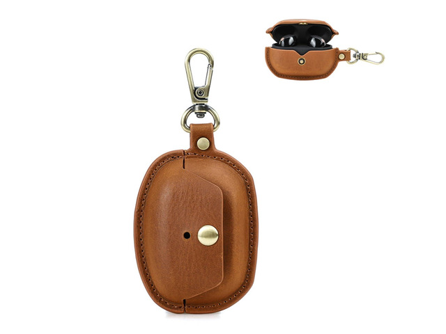 Leather Case Compatible with Sony WF-1000XM5, Cute Soft Genuine Leather PU Protective Case Cover Compatible with Sony WF-1000XM5 with Keychain