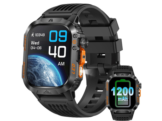 Smart Watch,1200mAh Long Battery Life, 2.01-inch LCD, Bluetooth Calling, Flashlight, Heart Rate/Sleep Monitoring, Supports 100+Sports Modes, IP68...