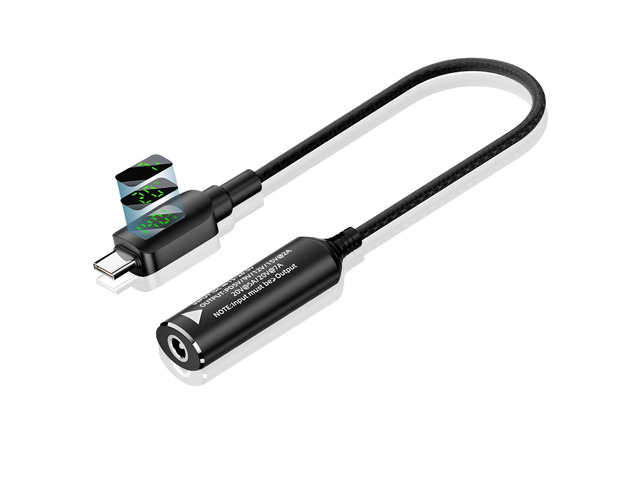 Laptop Power Adapter DC to USB Type-C Converter with Digital Display, Auto Recognition PD 140W, 5V/9V/20V Conversion Cable (5.5 * 2.5mm Plug, DC to...