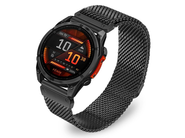 Band for Fenix 8 47mm / E / 7/6 Pro / 5 Plus Men, 22mm Quick Fit Stainless Steel Strap Rugged Milanese Magnetic Bands for Garmin Instinct 3 45mm /...
