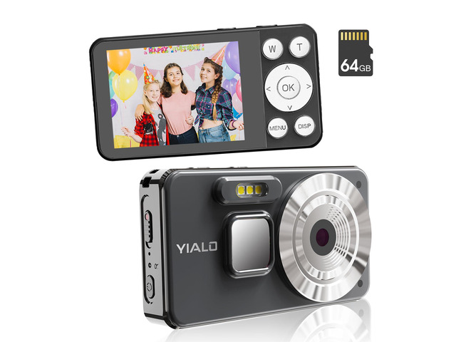 4K Digital Camera for Teens, FHD 64MP Digital Camera for Kids with 64GB SD Card, 18X Digital Zoom Cameras for Photography, Point and Shoot Video...