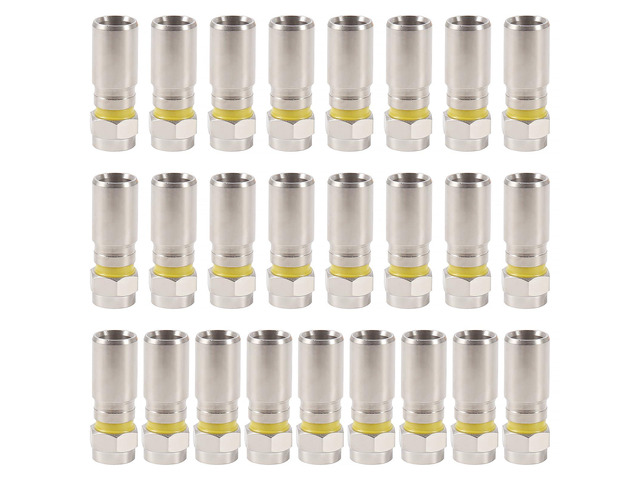 25pcs RG6 Connectors, F Type Connectors, RG6 Coax Cable Compression Adapter Plug for Satellite & Cable TV